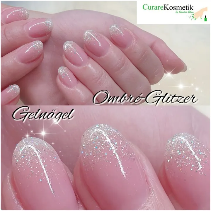 Gelnägel mit Ombré-Glitzer