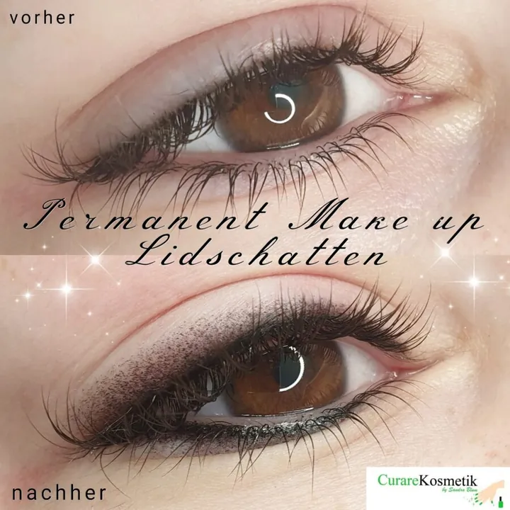 Permanent Make-up Lidschatten, vorher und nachher