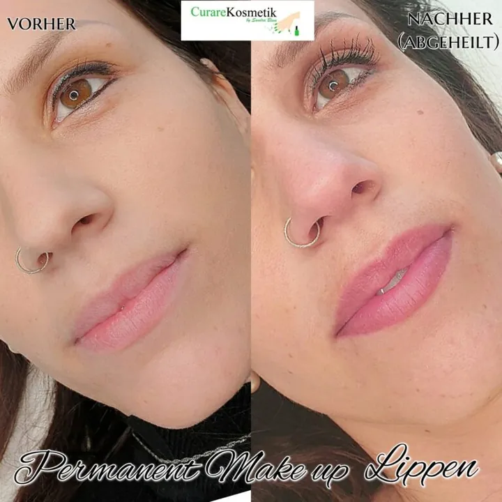 Permanent Make-up Lippen, vorher und abgeheilt