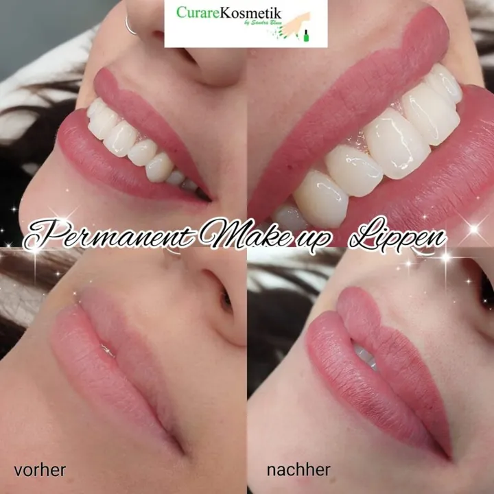 Permanent Make-up Lippen, vorher und nachher
