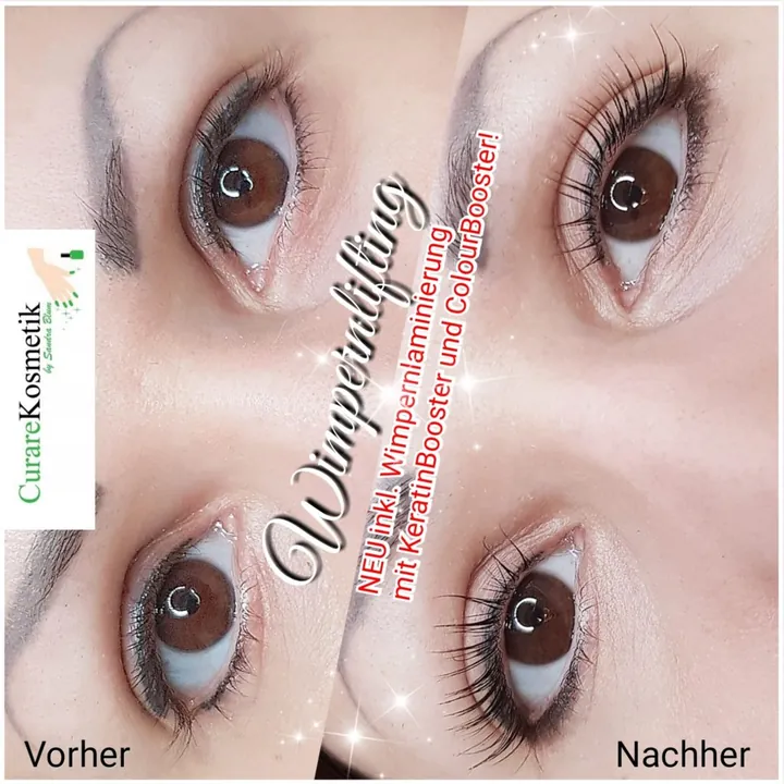 Wimpernlifting, vorher und nachher