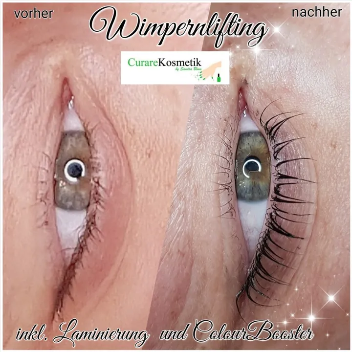 Wimpernlifting, vorher und nachher